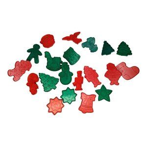 Vintage 1992 Wilton Red & Green Plastic Christmas Cookie Cutters- 20 Pieces